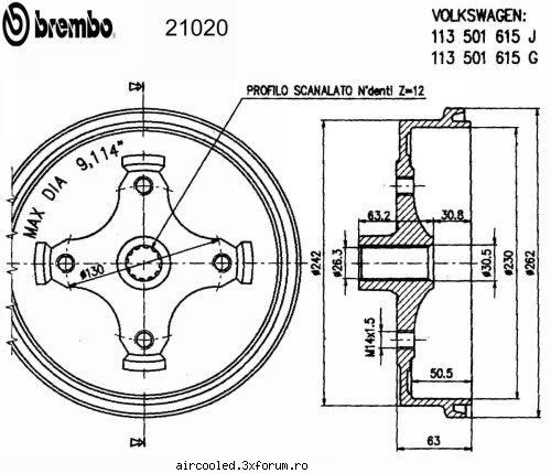 modificare sistem de frinare .. discuri pe toate rotile - desenul de executie al tamburului arata asa - TEHNIC
